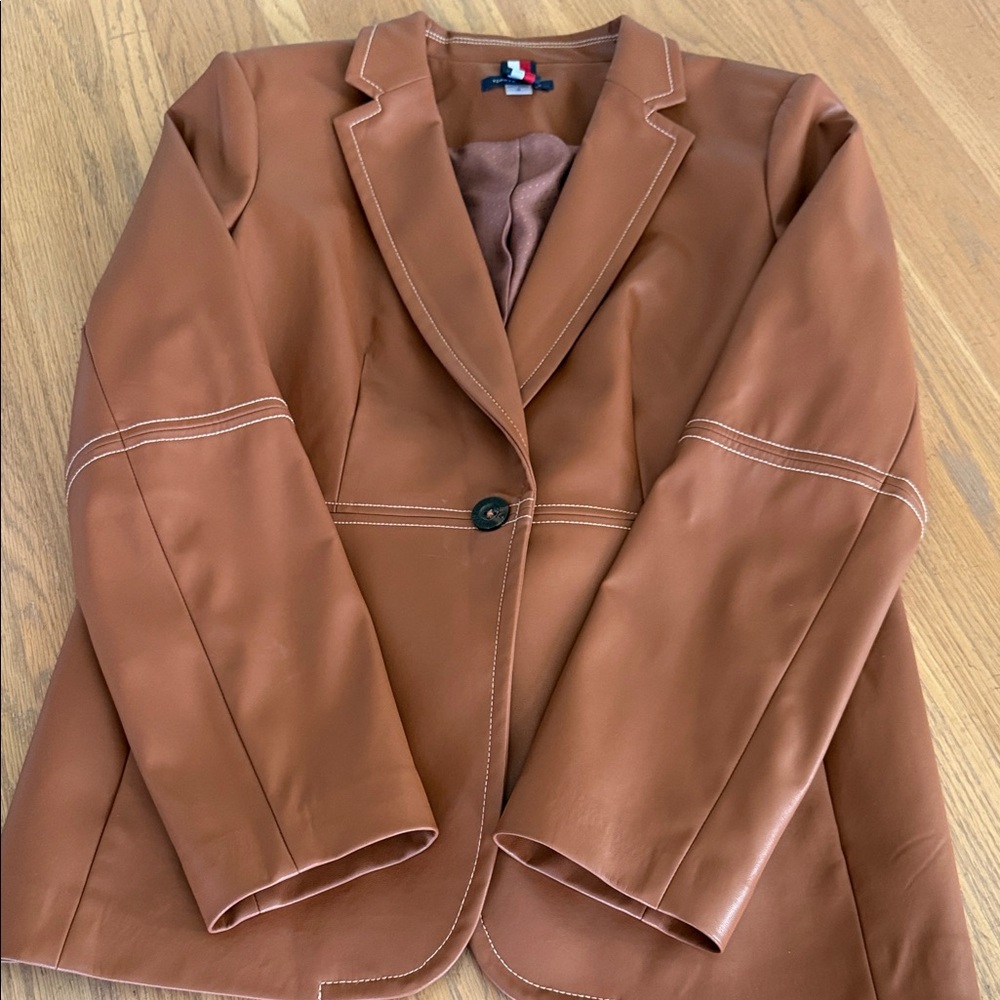 Tommy Hilfiger Tan faux leather Women's Blazer